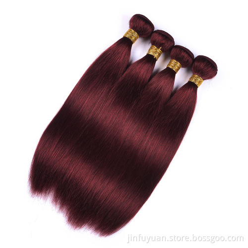 Brazilian Hair Red Color Bundles Straight Human Hair Weave Hair With Closure